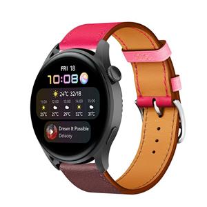 Strap-it Huawei Watch 3 (Pro) leren band (knalroze/roodbruin)