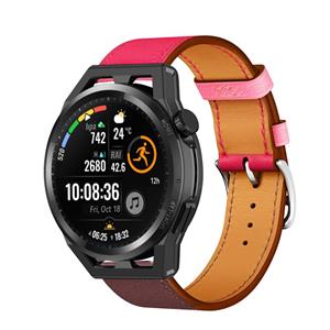 Strap-it Huawei Watch GT Runner leren band (knalroze/roodbruin)