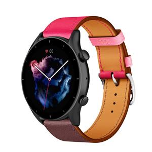 Strap-it Amazfit GTR 3 (Pro) leren band (knalroze/roodbruin)