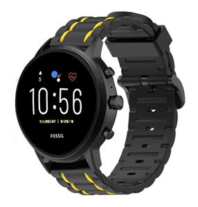 Strap-it Fossil Gen 5 sport gesp band (zwart/geel)