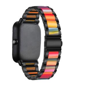 Strap-it Amazfit GTS 3 stalen resin band (zwart/kleurrijk)