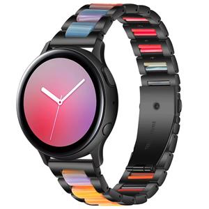 Strap-it Samsung Galaxy Watch Active stalen resin band (zwart/kleurrijk)