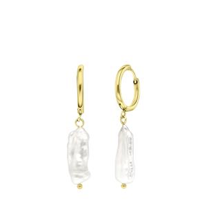 Lucardi Stalen 18 karaat goldplated oorbellen Perle