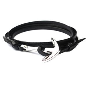 LGT JWLS Anker armband leren koord zwart met zilver