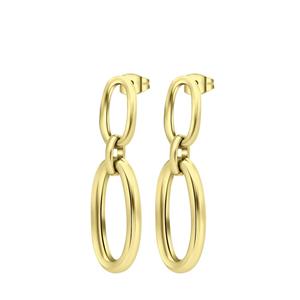 Lucardi Gerecycled stalen 18 karaat goldplated oorbellen floria