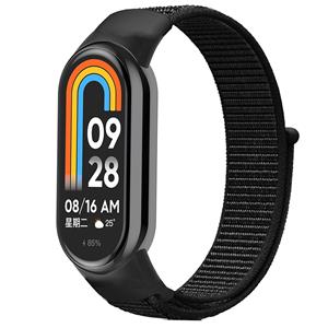 Strap-it Xiaomi Smart Band 8 nylon bandje (zwart)