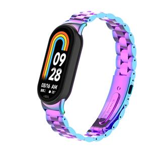 Strap-it Xiaomi Smart Band 8 stalen bandje (regenboog)