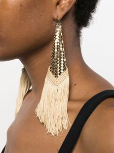 Paco Rabanne Pixel fringed drop earrings - Beige