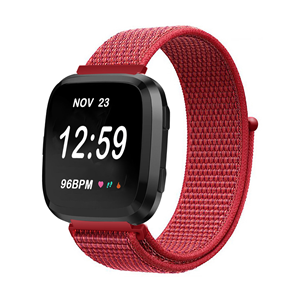 Strap-it Fitbit Versa nylon bandje (rood)