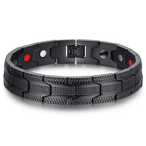 Mendes heren armband Edelstaal Magneten Grid Black