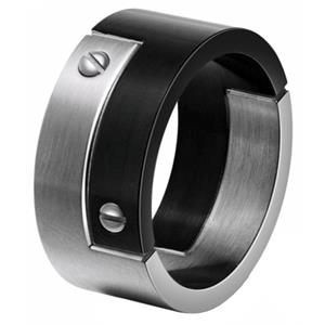 Mendes heren ring edelstaal Schroef Zwart Zilver-18mm