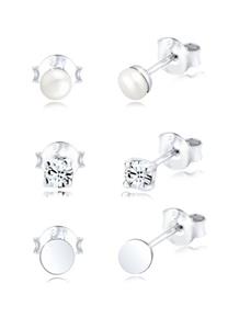 Elli Dames Set Geo-Parel met Kristallen in 925 Sterling Zilver