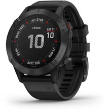 Garmin Fenix 6 Pro 47 mm zwart met een zwarte siliconen polsband - refurbished