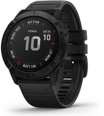 Garmin Fenix 6X Pro 51 mm zwart met een zwarte siliconen polsband - refurbished