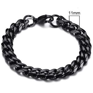 LGT JWLS Stalen heren armband  Gourmet schakel Zwart 11mm-18cm