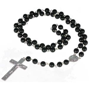LGT JWLS Rozenkrans zwarte kralen Crucifix Kruis