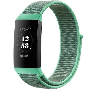 Strap-it Fitbit Charge 3 nylon bandje (mint)