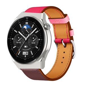 Strap-it Huawei Watch GT 3 Pro 46mm leren band (knalroze/roodbruin)