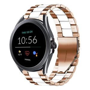 Strap-it Fossil Gen 5e 44mm stalen band (roségoud/wit)