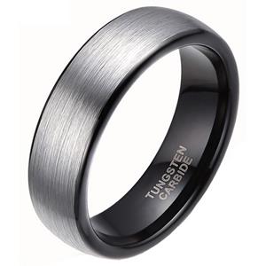 Mendes Wolfraam ring geborsteld zilver met Zwart-19mm