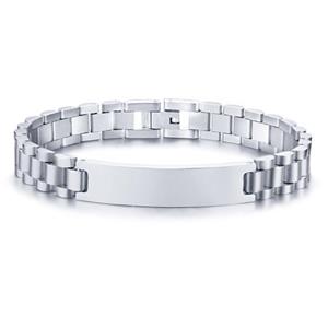 Tom Jaxon Heren armband  Edelstaal Graveerplaat Zilverkleurig - 21cm