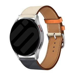 Strap-it Samsung Galaxy Watch 6 - 40mm leren bandje (wit/donkerblauw)