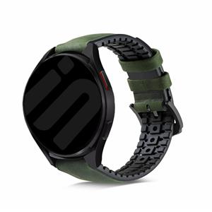 Strap-it Samsung Galaxy Watch 6 Classic 43mm siliconen / leren bandje (groen)