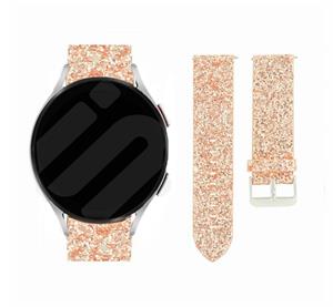 Strap-it Samsung Galaxy Watch 6 Classic 43mm leren glitter bandje (rosé goud)