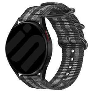 Strap-it Samsung Galaxy Watch 6 Classic 43mm nylon gesp band (zwart/grijs)