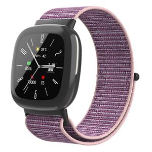 Strap-it Fitbit Sense 2 nylon bandje (pink sand)