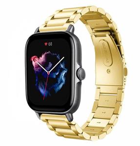 Strap-it Amazfit GTS 3 stalen band (goud)