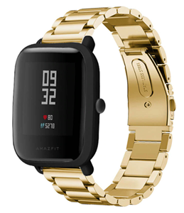 Strap-it Xiaomi Amazfit Bip stalen band (goud)