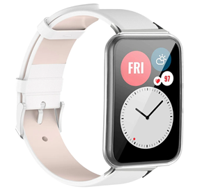 Strap-it Huawei Watch Fit New leren bandje (wit)
