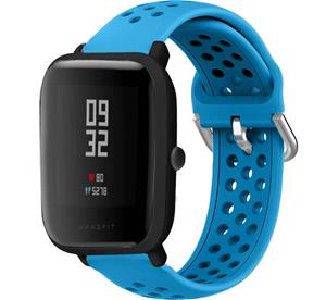 Strap-it Xiaomi Amazfit Bip siliconen bandje met gaatjes (lichtblauw)