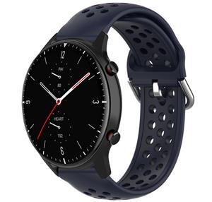Strap-it Amazfit GTR 2 siliconen bandje met gaatjes (donkerblauw)