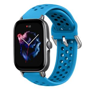 Strap-it Amazfit GTS 3 siliconen bandje met gaatjes (lichtblauw)
