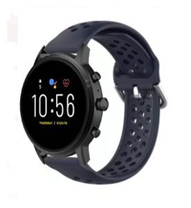 Strap-it Fossil Gen 5 siliconen bandje met gaatjes (donkerblauw)