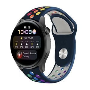 Strap-it Huawei Watch 3 (Pro) sport band (donkerblauw kleurrijk)