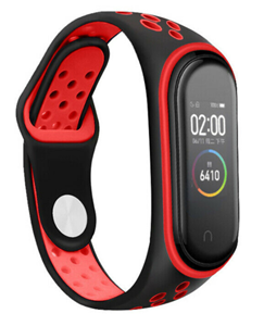 Strap-it Xiaomi Mi Band 5 sport bandje (zwart/rood)