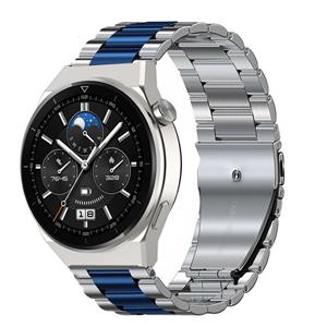 Strap-it Huawei Watch GT 3 Pro 46mm stalen band (zilver/blauw)