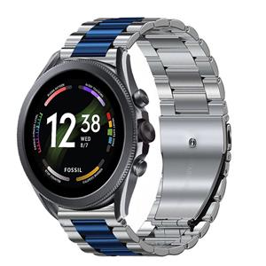 Strap-it Fossil Gen 6 44mm stalen band (zilver/blauw)