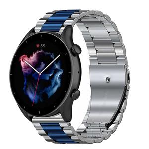 Strap-it Amazfit GTR 3 (Pro) stalen band (zilver/blauw)