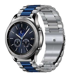 Strap-it Samsung Gear S3 stalen band (zilver/blauw)