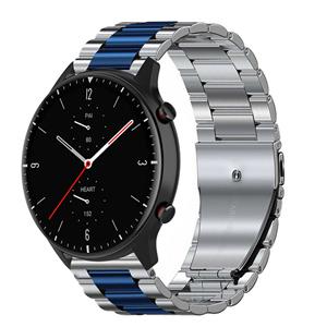 Strap-it Amazfit GTR 2 stalen band (zilver/blauw)