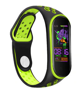 Strap-it Xiaomi Mi Band 5 sport bandje (zwart/groen)