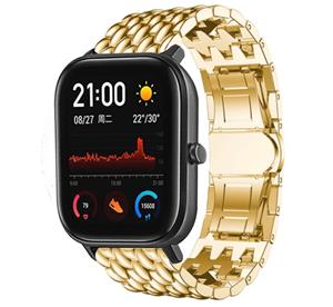 Strap-it Xiaomi Amazfit GTS stalen draak band (goud)