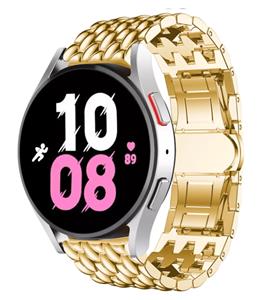 Strap-it Samsung Galaxy Watch 5 - 44mm stalen draak bandje (goud)