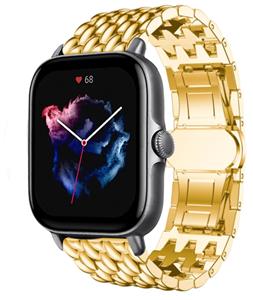 Strap-it Amazfit GTS 3 stalen draak band (goud)