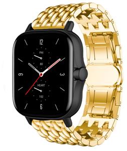Strap-it Amazfit GTS 2 stalen draak band (goud)