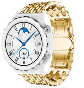 Strap-it Huawei Watch GT 3 Pro 43mm stalen draak band (goud)